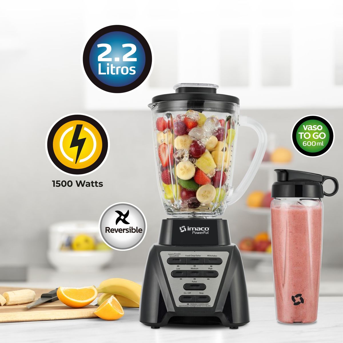 Imaco - Licuadora 2.2 Litros XXL Power full 1500w BLS1522 Imaco