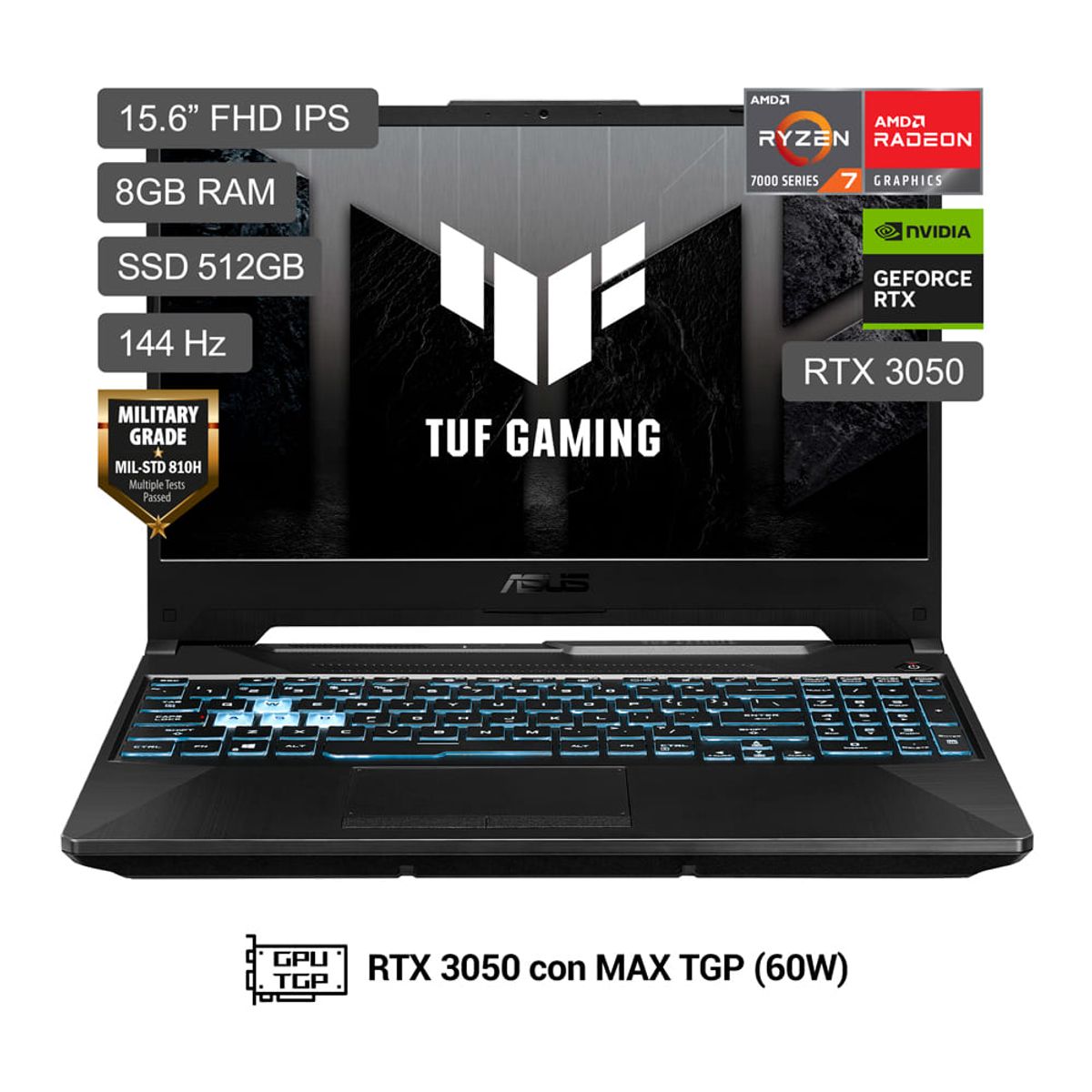 Laptop Asus R7-7445HS 8GB 512GB SSD RTX 3050 4GB 15.6