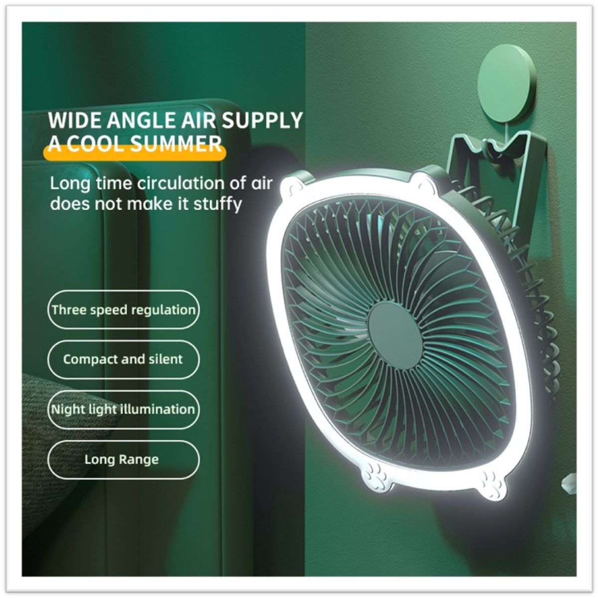 GENERICO - Ventilador de escritorio o colgante con luz led