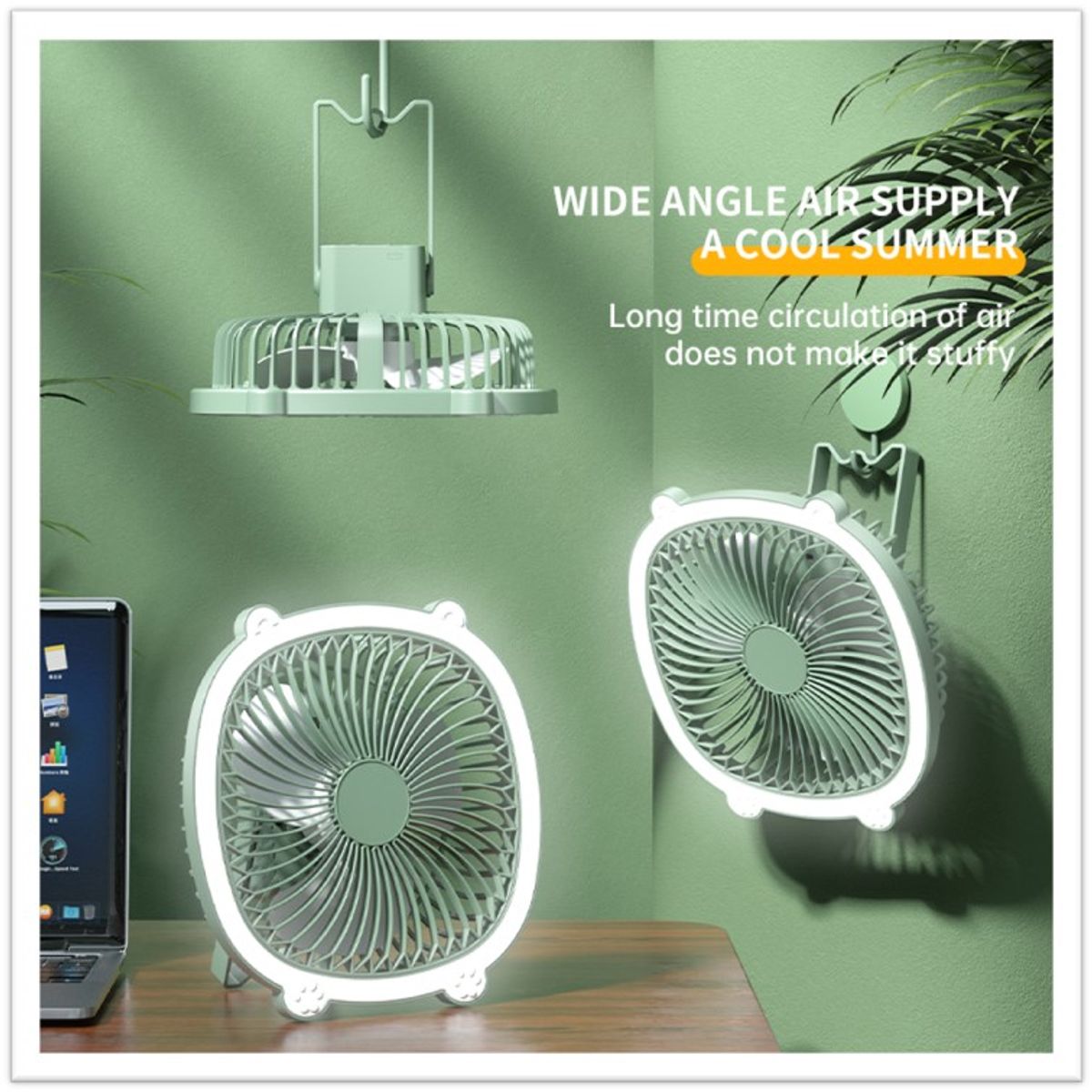 GENERICO - Ventilador de escritorio o colgante con luz led