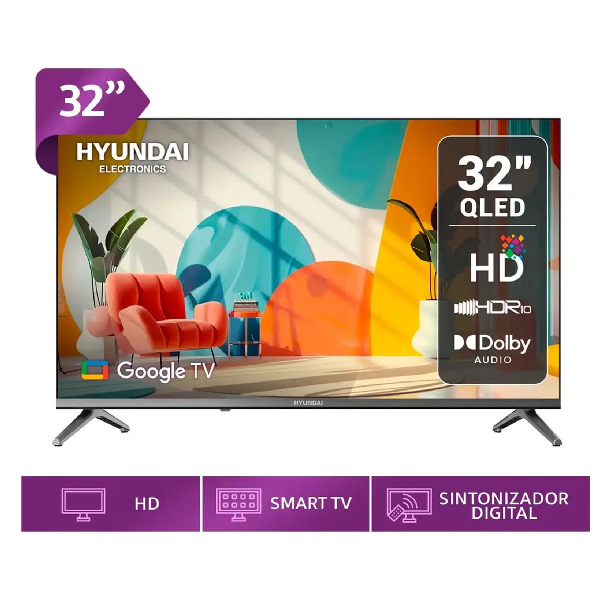 HYUNDAI - Televisor HYUNDAI QLED 32" HD Smart TV Google TV Año 2025 HYLED3259QG