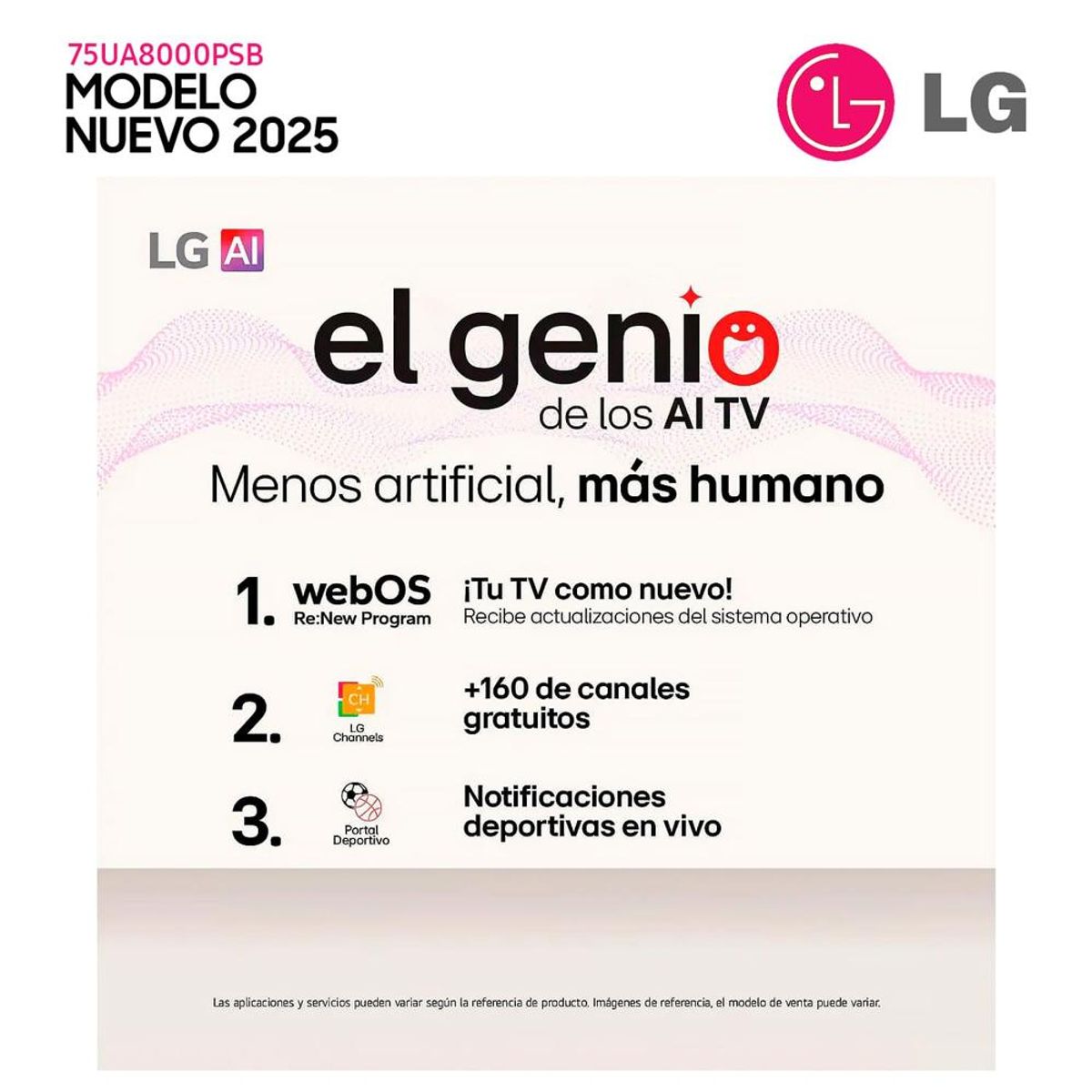 LG - Televisor LG 75 Pulg 75UA8000 UHD 4K SMART TV THINQ AI l Modelo 2025
