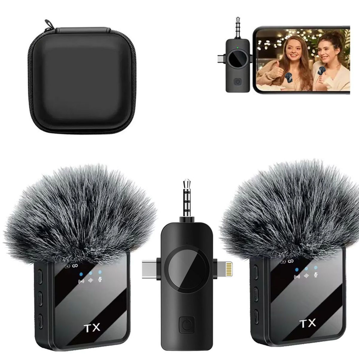 NANOTRON TECHNOLOGIES - Micrófonos Inalámbricos Dual F16 para Tipo C,  IOS,  Cámaras y Equipos con estuche