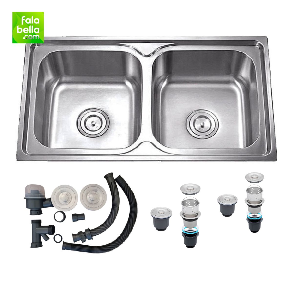 Lavadero de Cocina Doble Poza WO7843 Acero Inoxidable Satinado, marca XM - Foto 2