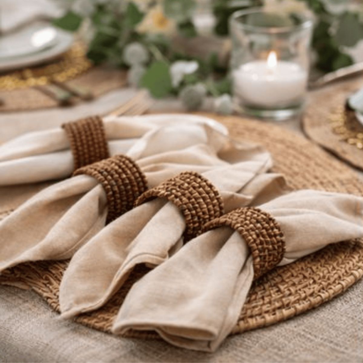 Aros de Servilleta Artesanales de Ratán Natural – Set x 6 Unidades - Estilo Orgánico, marca OEM - Foto 2