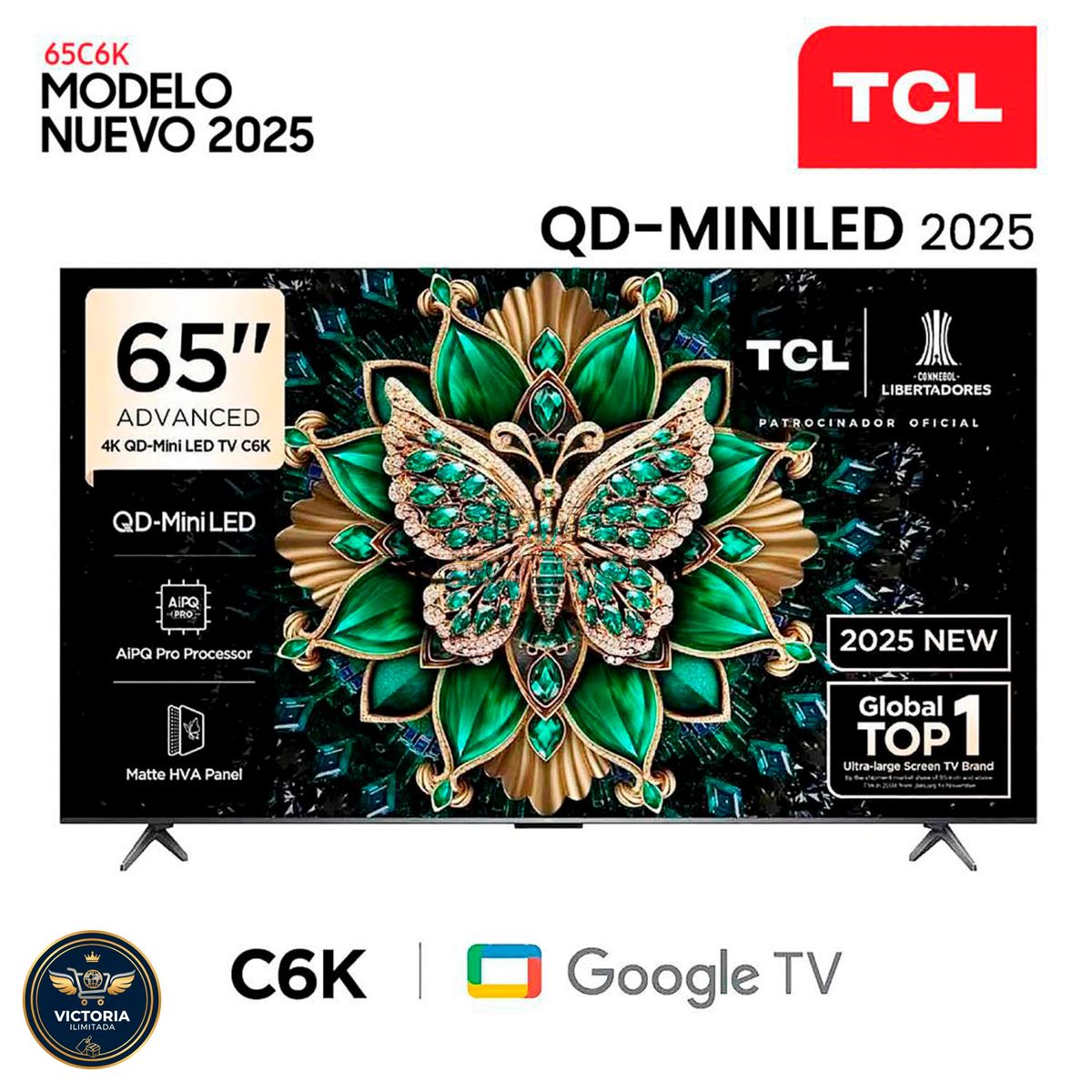 TCL - Televisor TCL 65" 4K QD Mini LED Google TV 65C6K 2025