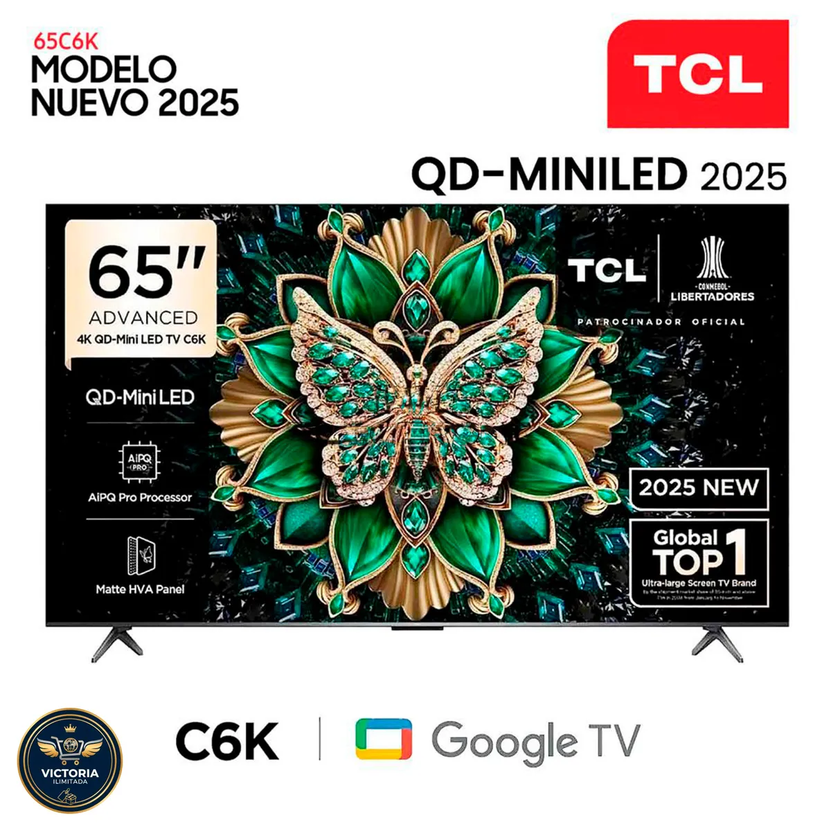 TCL - Televisor TCL 65" 4K QD Mini LED Google TV 65C6K 2025