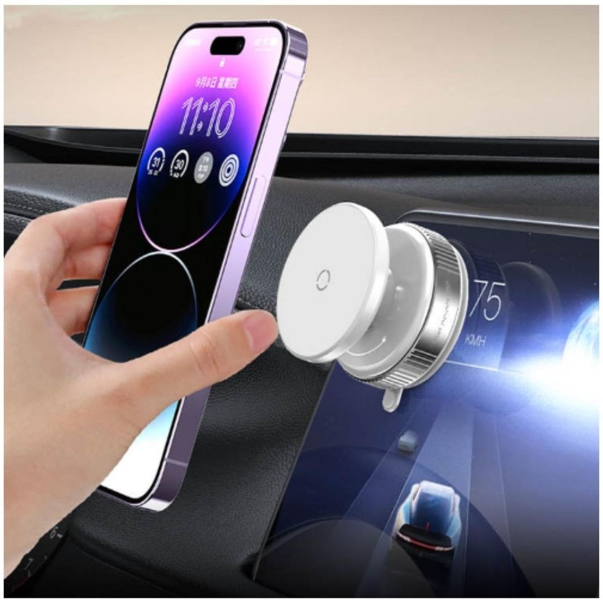 GENERICO - Soporte Magnético para Celular K009 Holder Imantado Plegable Succión al Vacío - Blanco - M