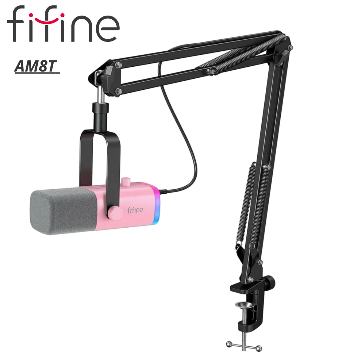 FIFINE - Micrófono Fifine AM8T PINK con Brazo
