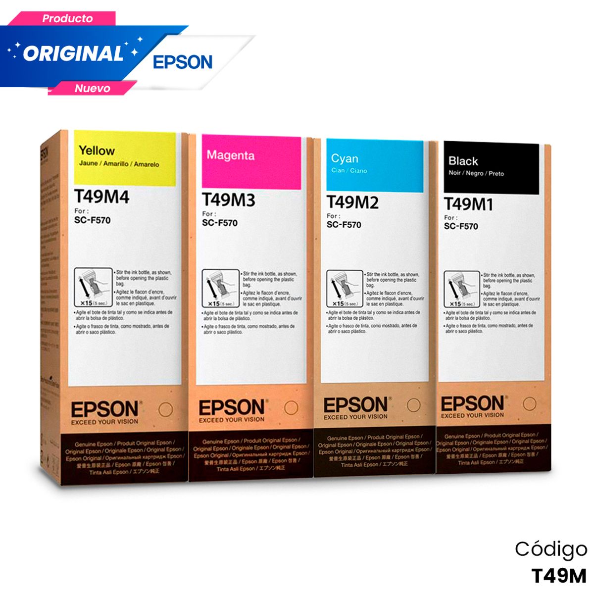 EPSON - Kit Tinta Epson T49M Original Negro Cian Magenta Amarillo