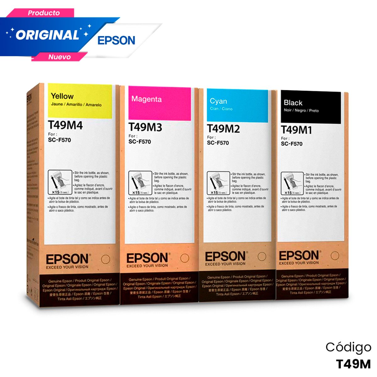 EPSON - Kit Tinta Epson T49M Original Negro Cian Magenta Amarillo