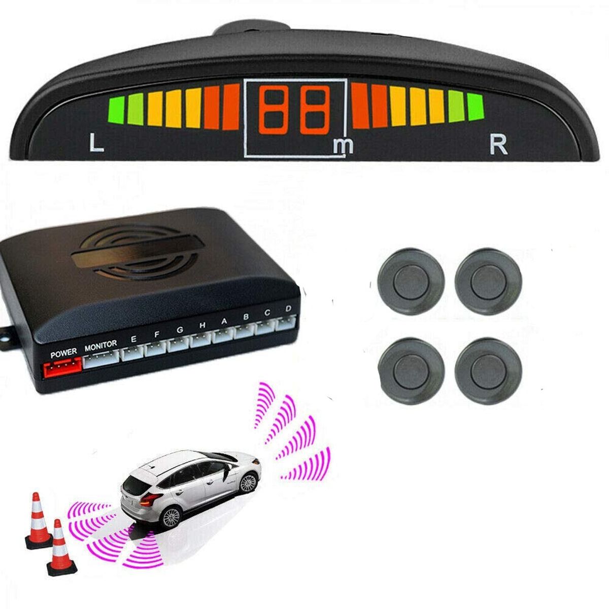 OEM - Kit Sensor de Retroceso Aparcamiento Radar Estacionamiento Todos Los Coches Sistema De Monitor