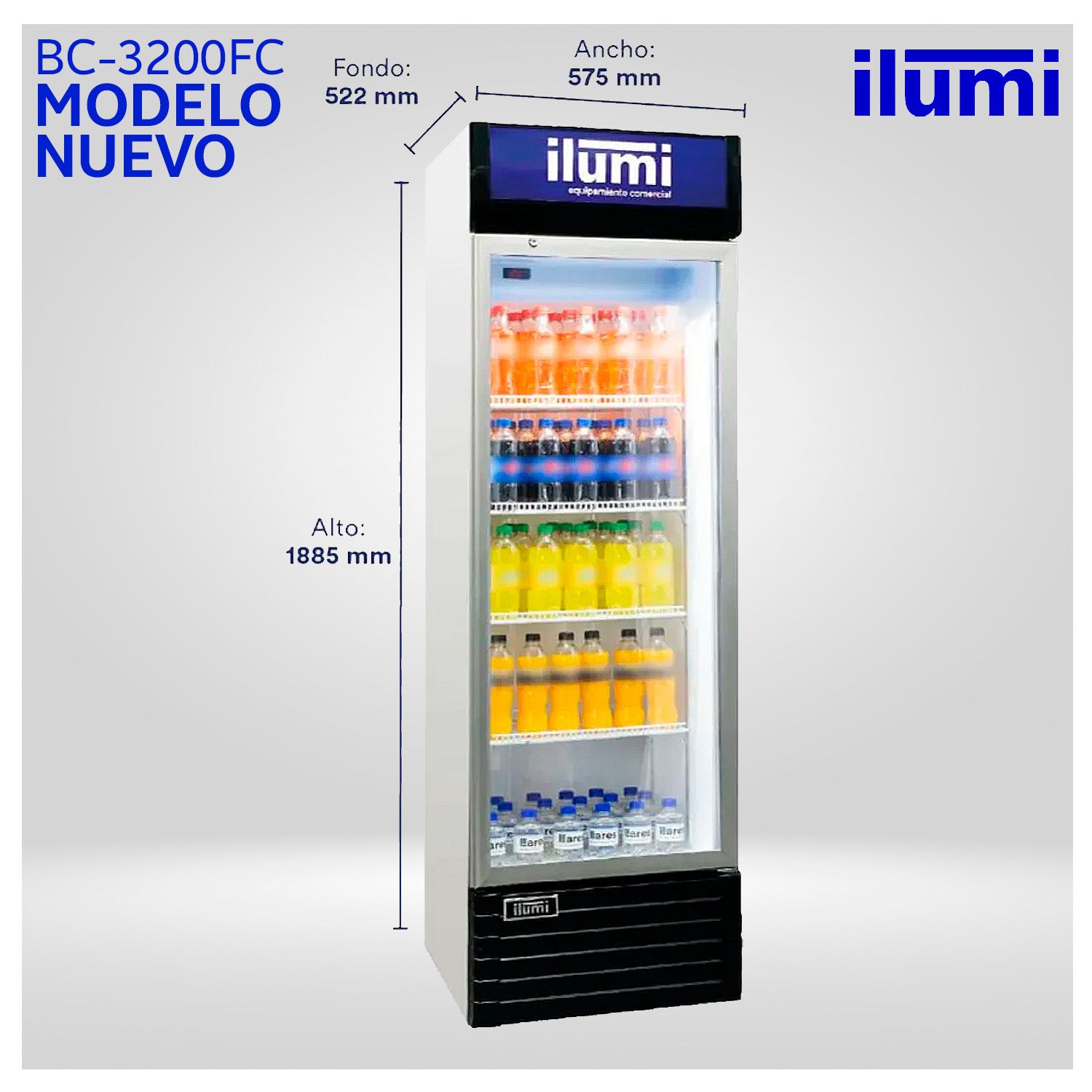 Exhibidor Ilumi BC-3200FC Vertical Con Sistema Fan Cooling 320Lt - Blanco 6