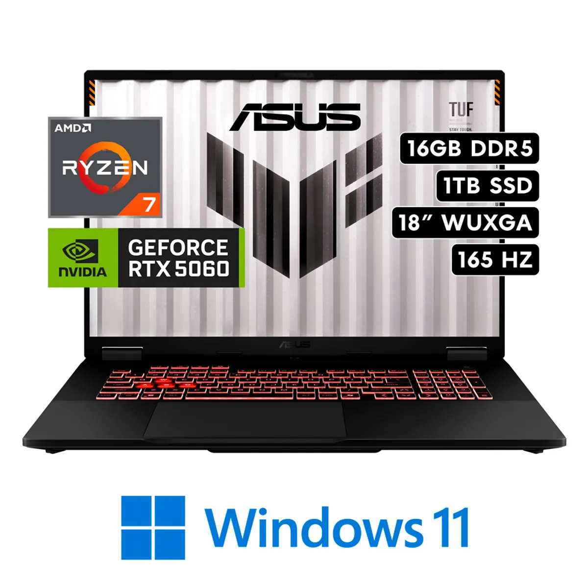 ASUS - Laptop ASUS TUF A18 FA808UM-IS74 - RYZEN 7 260 RAM 16GB 1TB SSD RTX 5060 8GB 18″ WUXGA W11