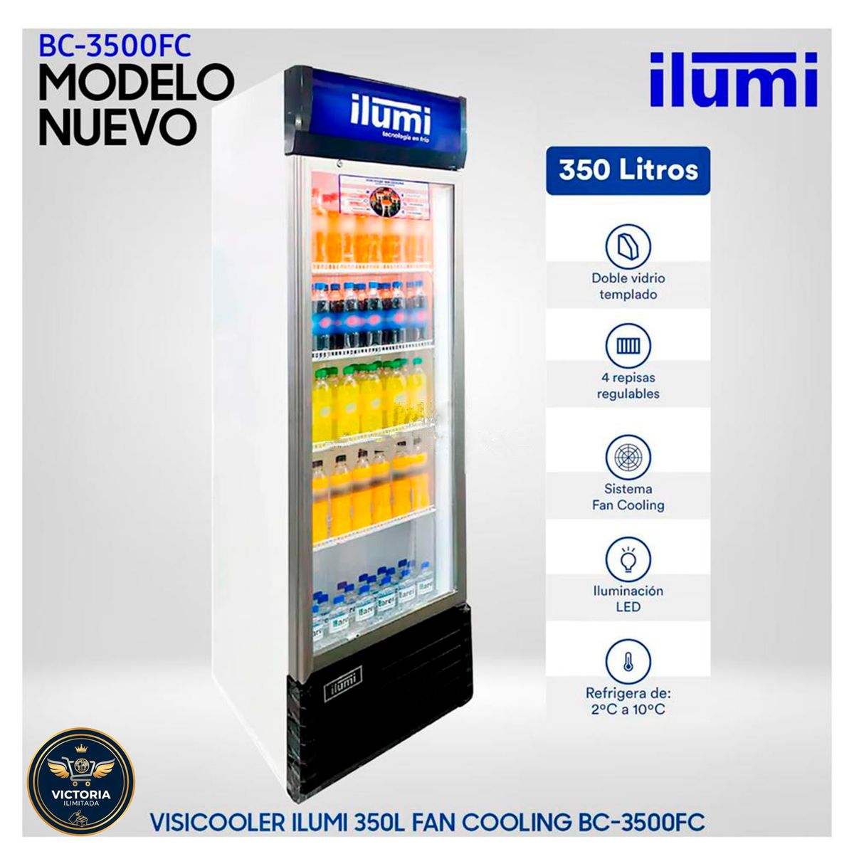 ILUMI - Visicooler ILUMI 350L FAN COOLING BC-3500FC