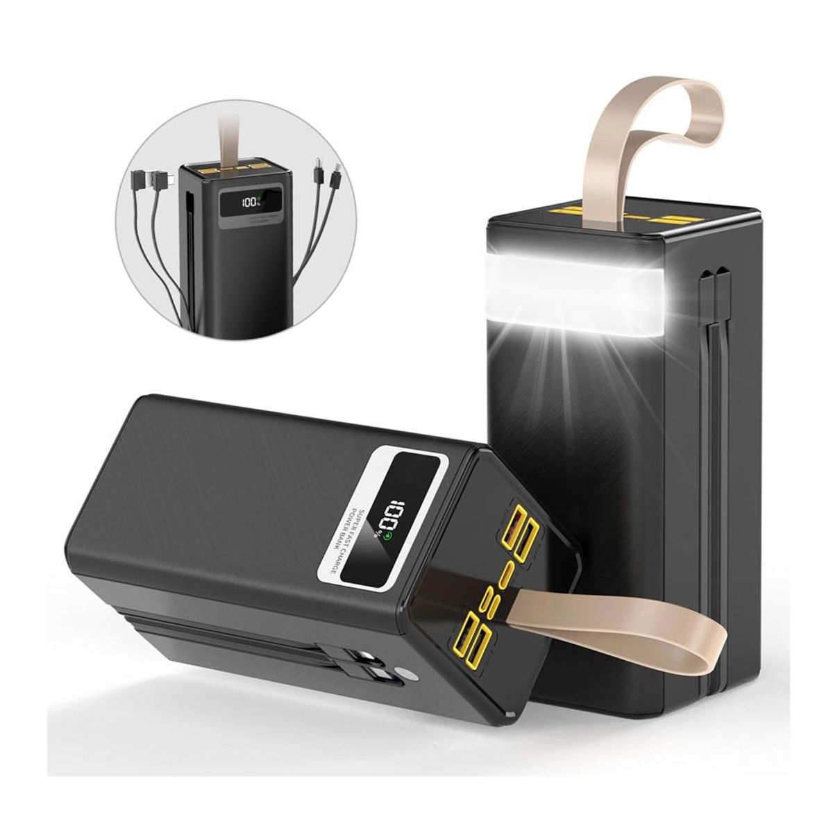 OEM - Power Bank 55000 mAh Carga Rápida PD25W Negro con Linterna