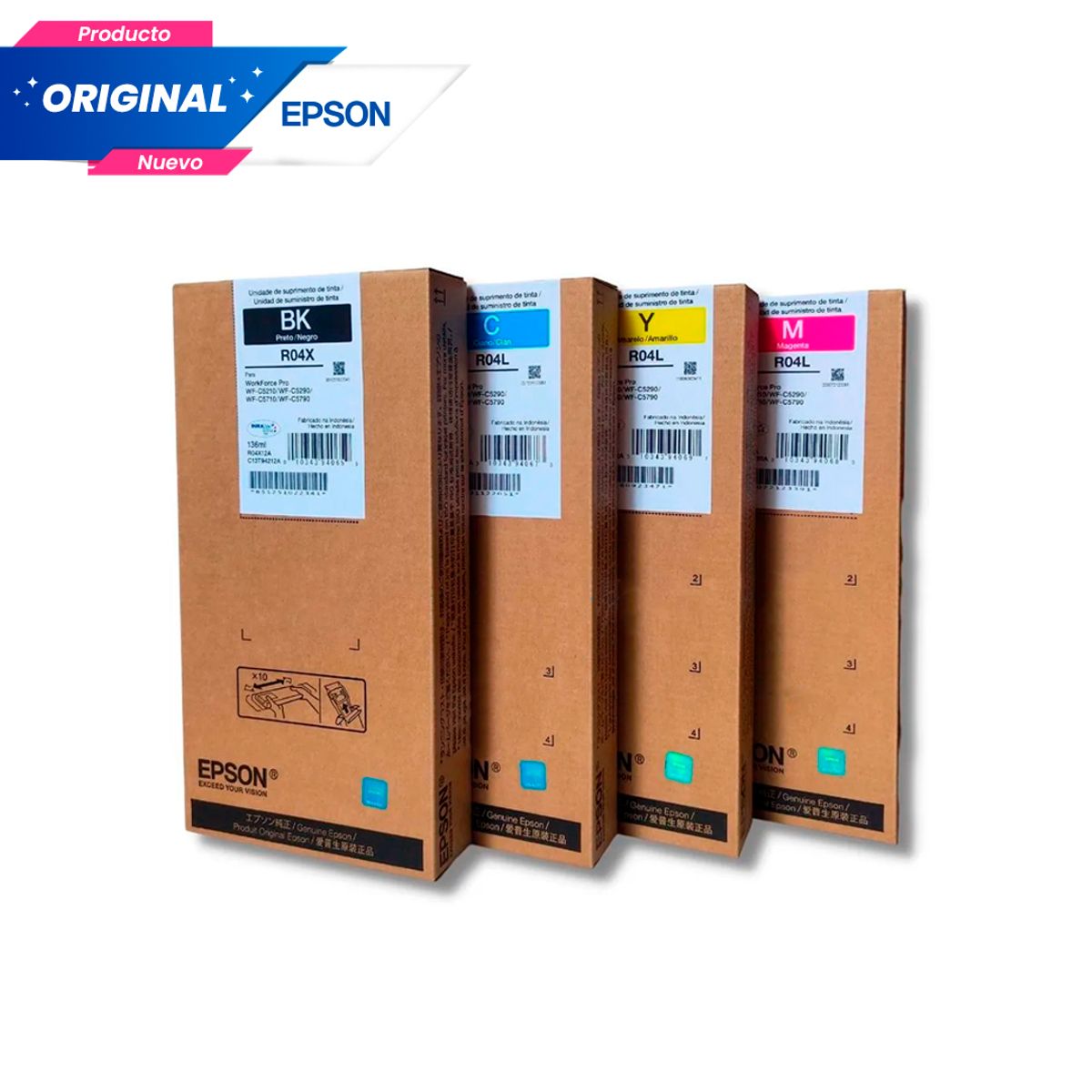 EPSON - Kit Tinta Epson T941 T942 R04X - R04L Original Negro Cian Magenta Amarillo