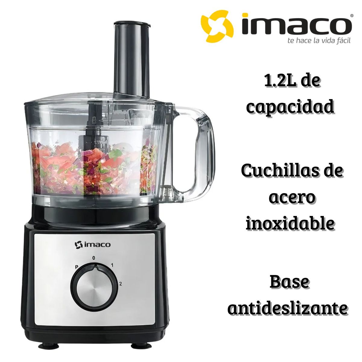 IMACO - Procesador de alimentos Imaco FP7581 8 en 1 Potencia 750 Watts Negro