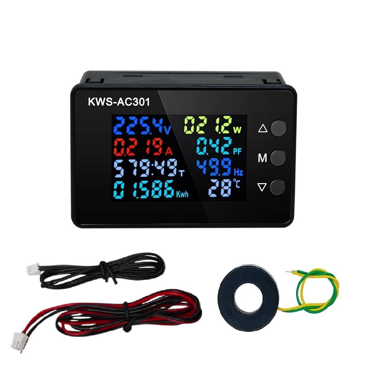 GENERICO - Medidor de Energía Corriente 8 en 1 Portatil 100A KWS-AC301