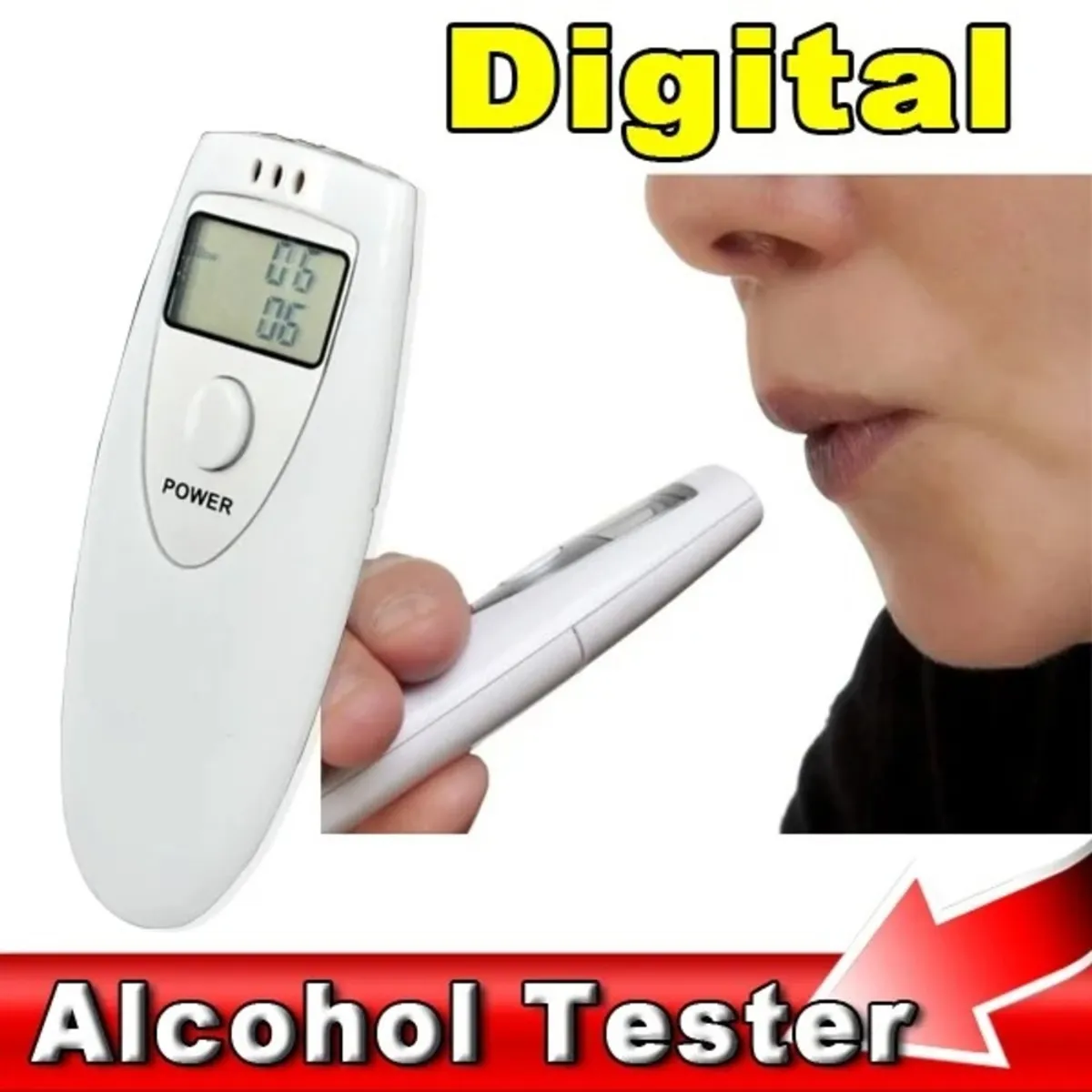 GENERICO - Alcoholímetro Digital Lcd Portátil Sin Boquillas Blanco Caja