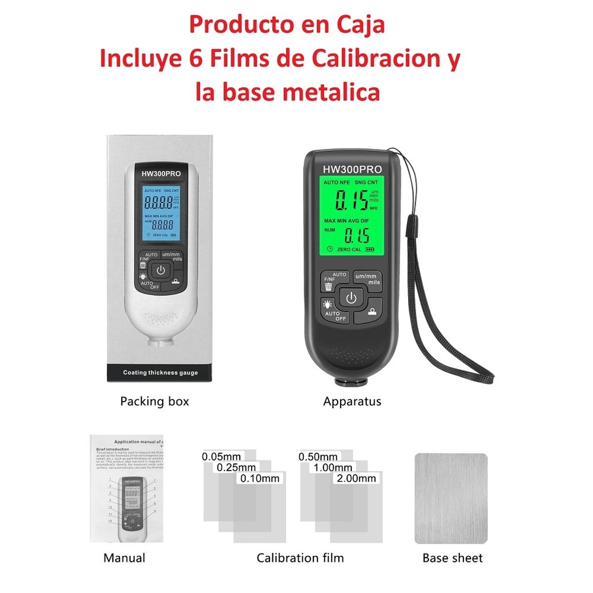 GENERICO - Medidor De Espesor De Pintura Alta Precisión 0-2000μm Hw300 Pro
