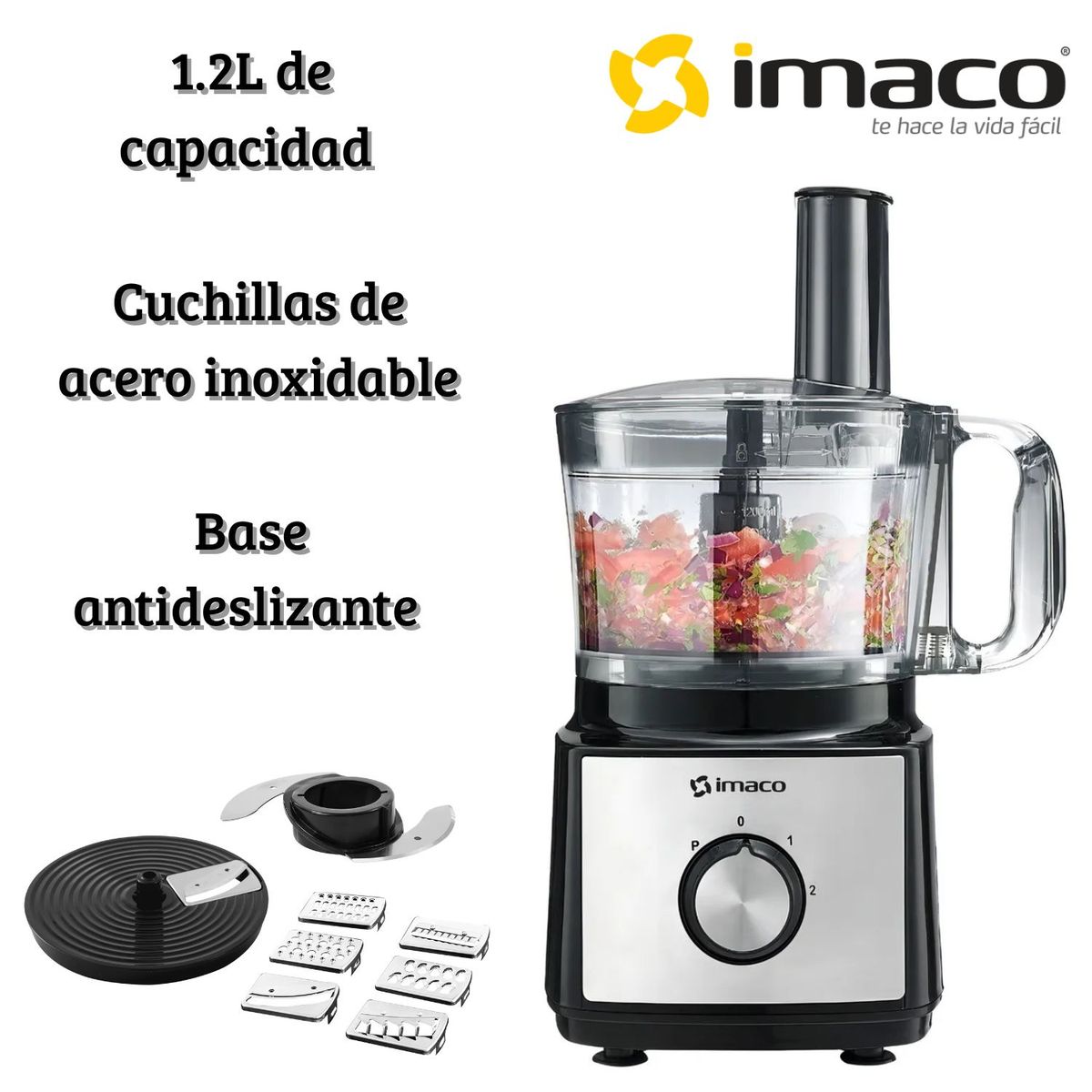 IMACO - Procesador  de alimentos Imaco FP7581  Pica Rebana Corta Tritura Mezcla y Desgarra