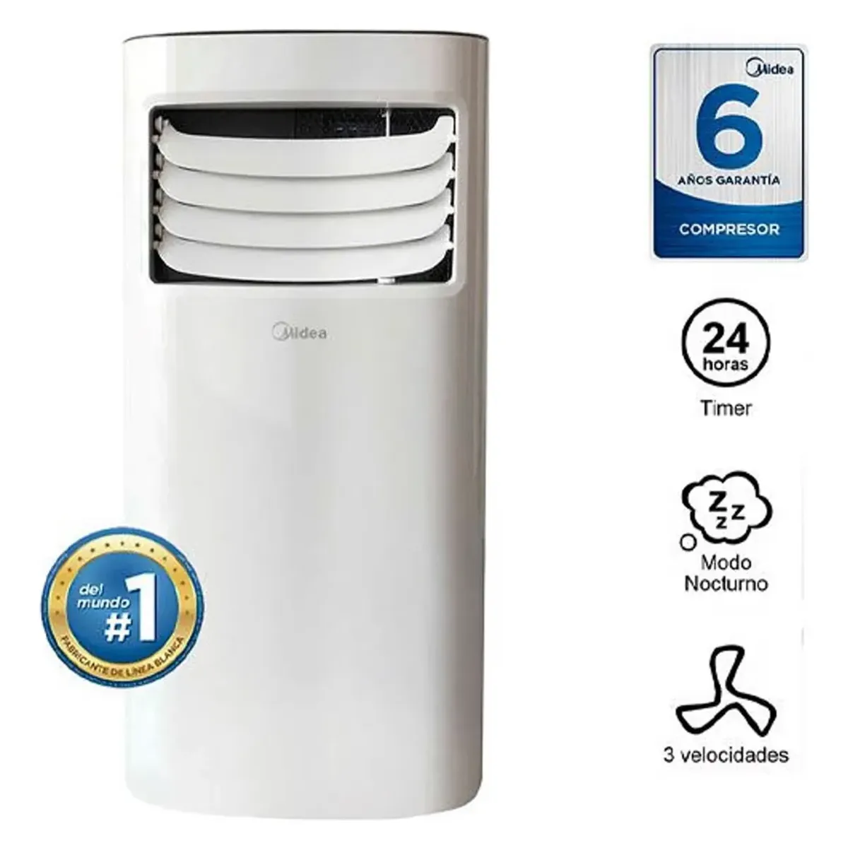 MIDEA - Aire Acondicionado Portátil 9000 BTU MIDEA MPPH-09CRN1-NB4 Blanco