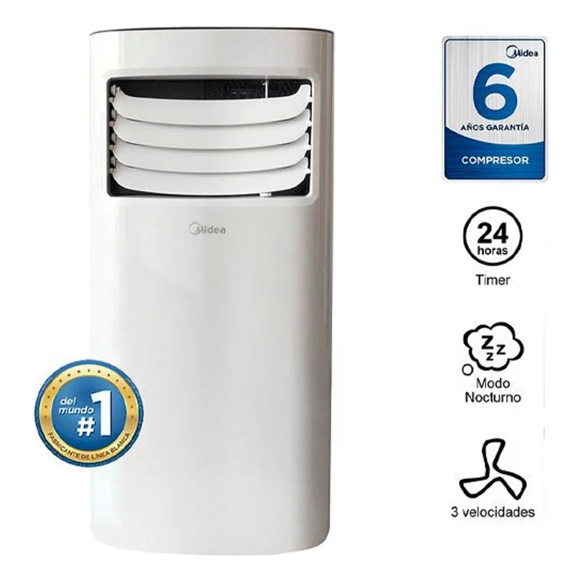 MIDEA - Aire Acondicionado Portátil 9000 BTU MIDEA MPPH-09CRN1-NB4 Blanco