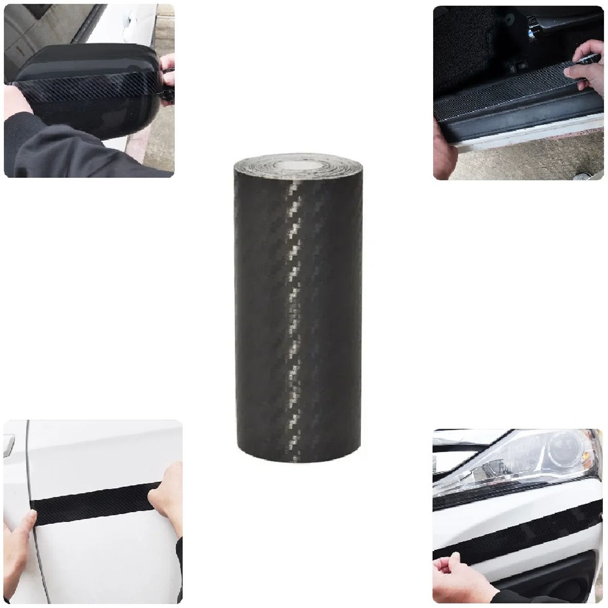 GENERICO - Cinta Pegatina Nano Fibra de Carbono 3D Mate 5cm x 5m Protector Autos