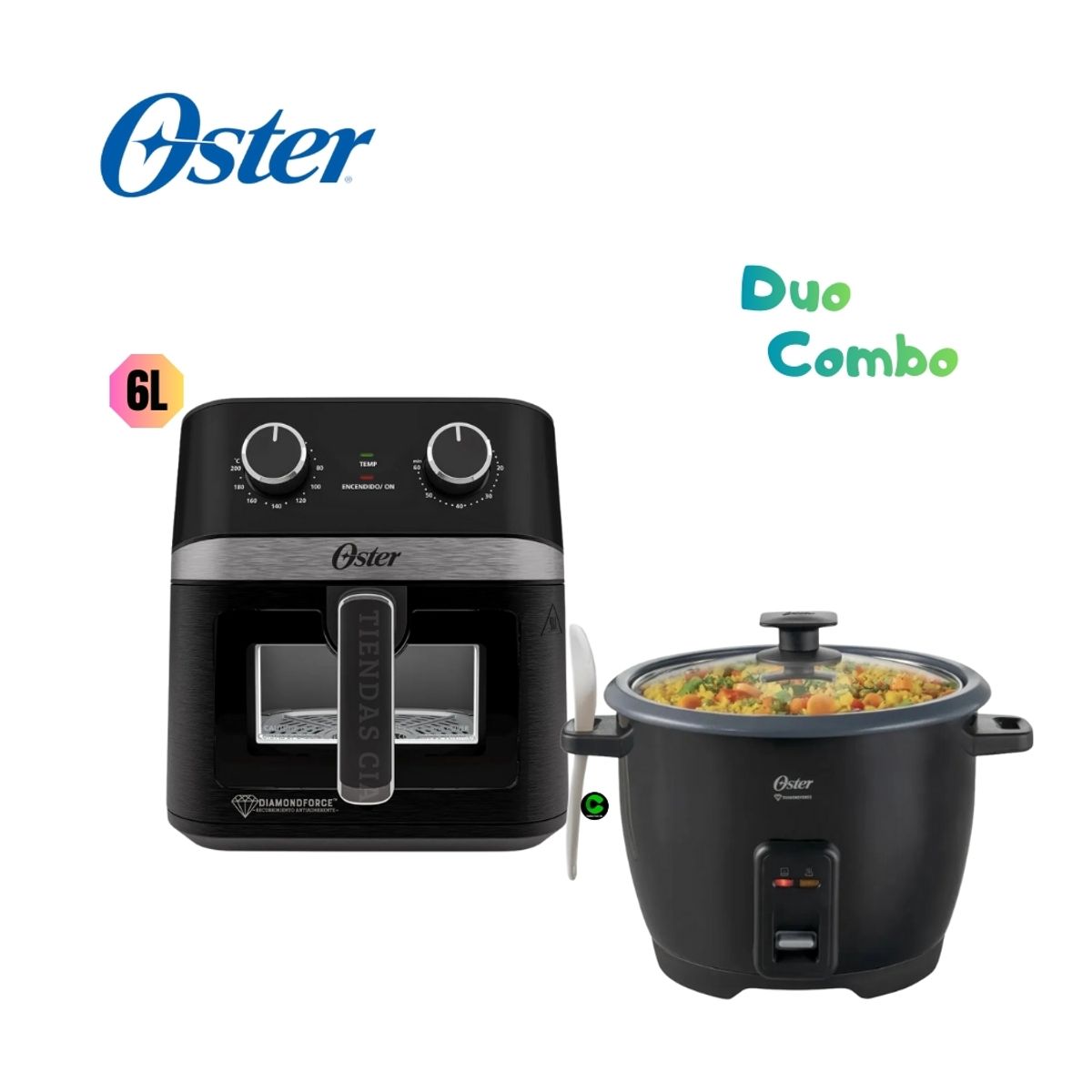 OSTER - Combo Oster Freidora de Aire CKSTAF60WMDF y Olla Arrocera