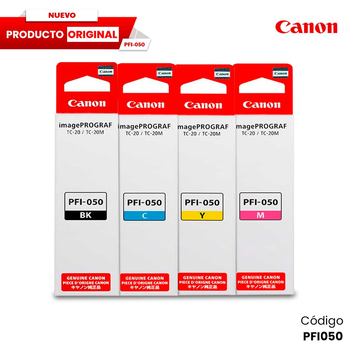 CANON - Kit Tinta Canon PFI-050 Original Negro Cian Magenta Amarillo