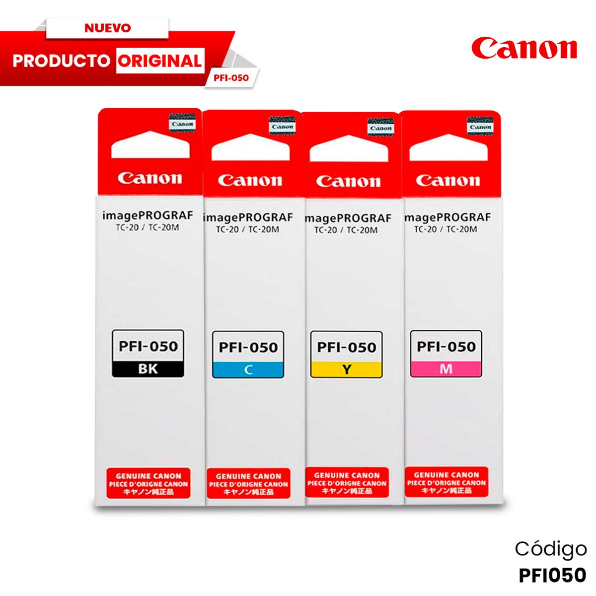 CANON - Kit Tinta Canon PFI-050 Original Negro Cian Magenta Amarillo