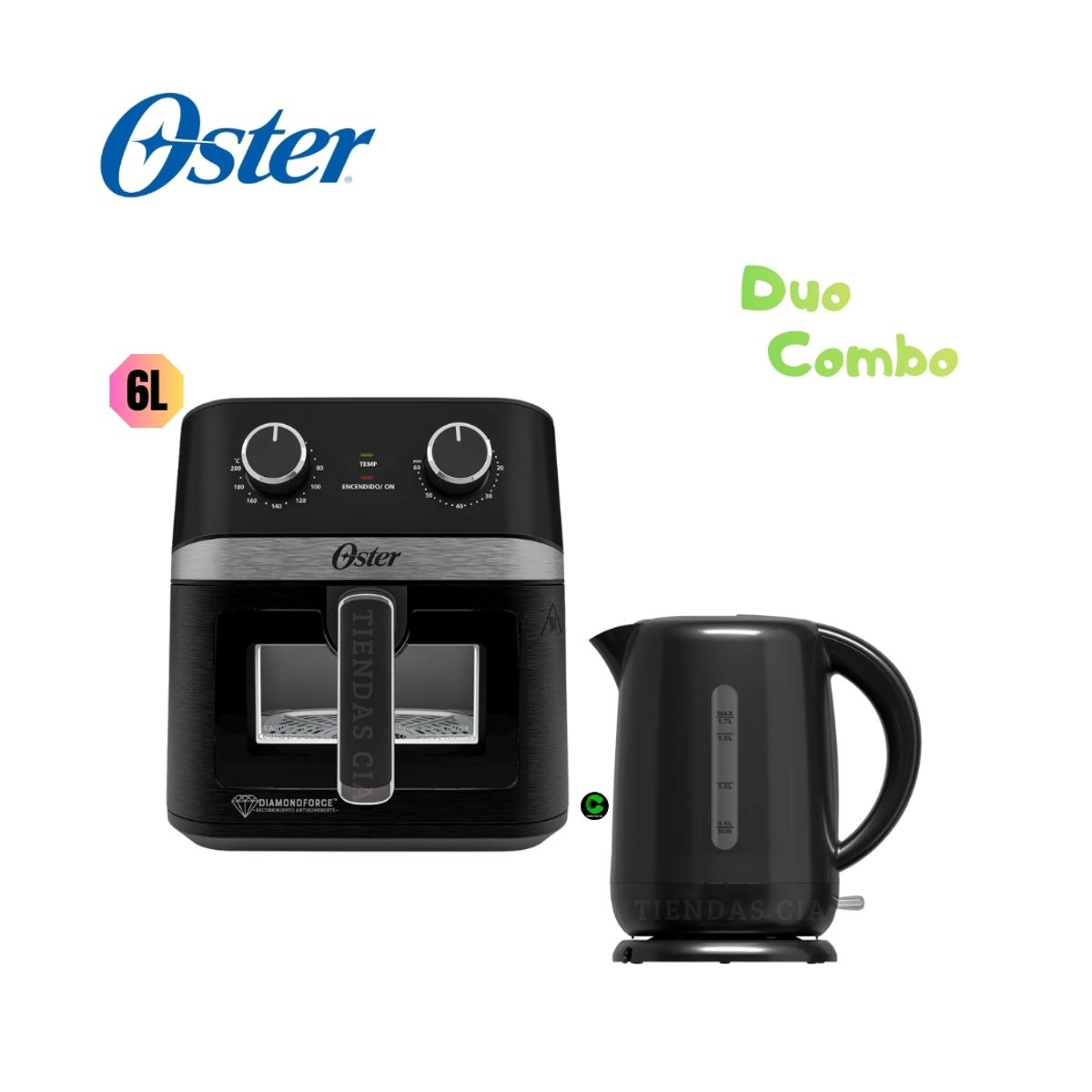 OSTER - Combo Oster Freidora de Aire  CKSTAF60WMDF y Hervidor BVSTKT3101