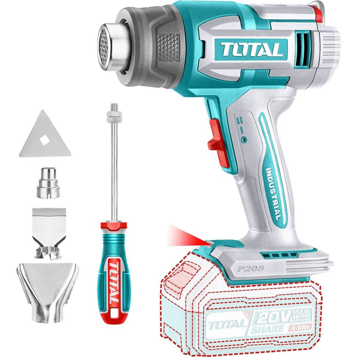 TOTAL TOOLS - Pistola De Calor Digital 30°-550° 20v Solo Cabezal Total