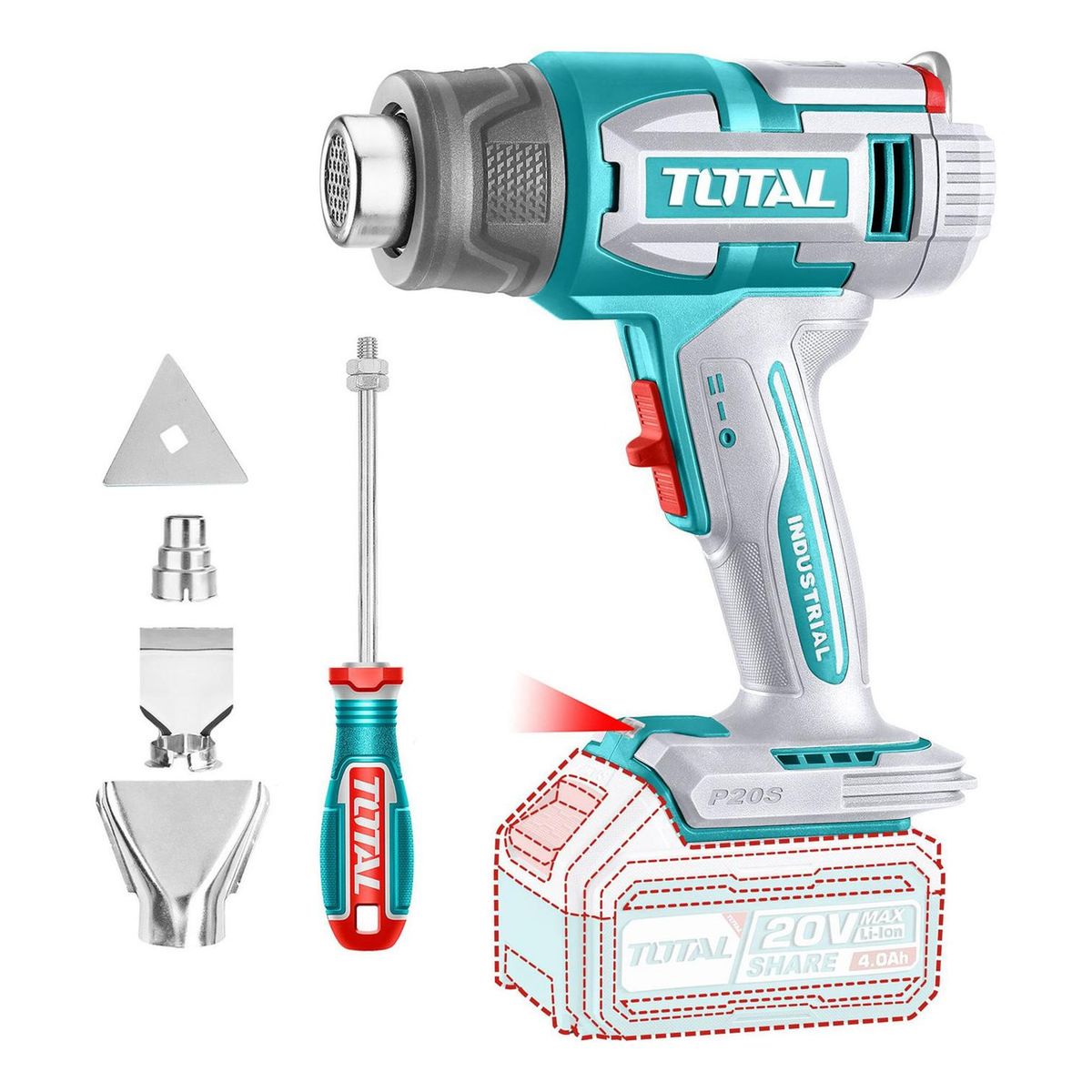 TOTAL TOOLS - Pistola De Calor Digital 30°-550° 20v Solo Cabezal Total