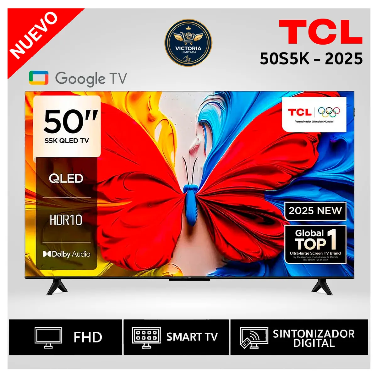 TCL - Televisor TCL QLED FHD Smart Google TV 50S5K Modelo Nuevo