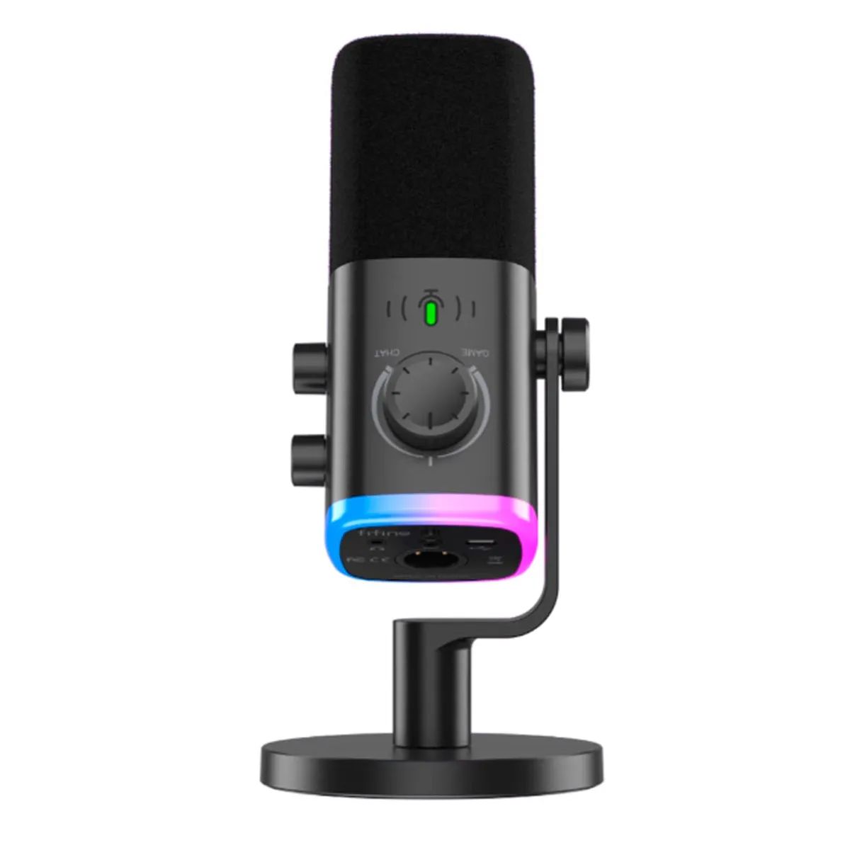 FIFINE - Micrófono dinámico USB-XLR FIFINE AmpliGame AM9 con RGB