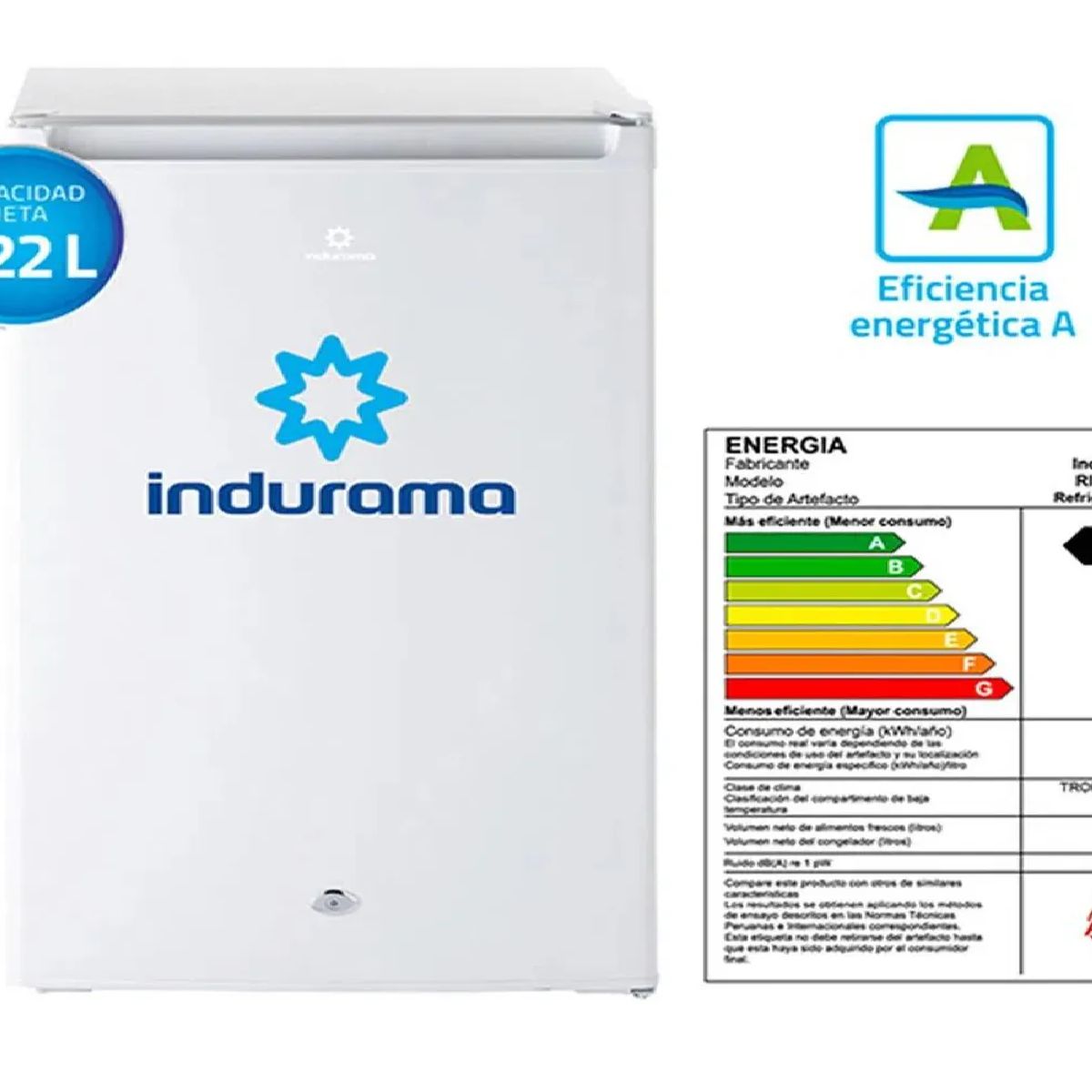 INDURAMA - Frigobar Indurama RI-159BL 122 L – Blanco