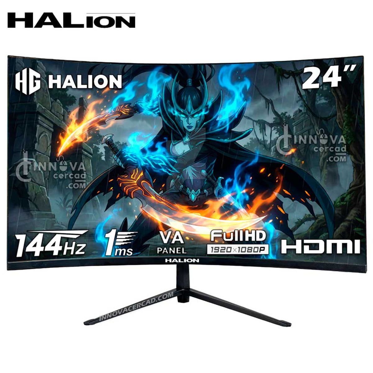 HALION - Monitor Halion Gamer HS 2405FC de 24 Full HD 1920x1080 VA 144HZ 1Ms HDMI