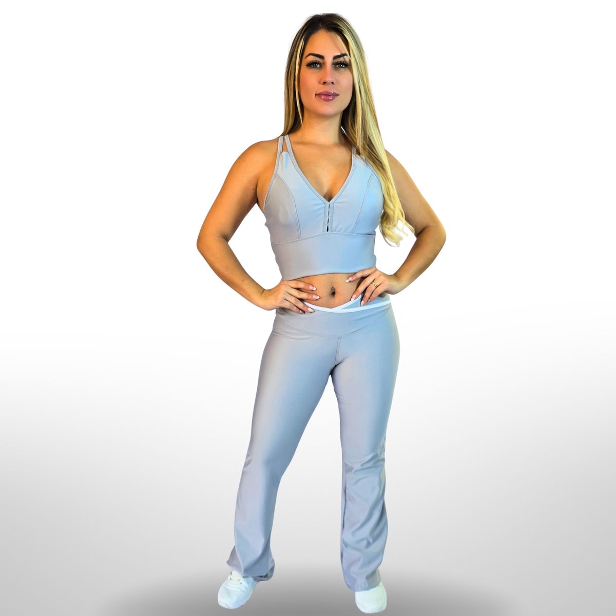 WAKE IT - Conjunto Deportivo Mujer  Top Banda Ancha + Legging Palazzo