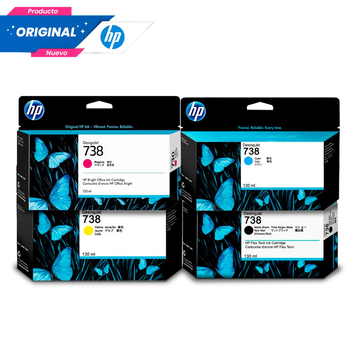 HP - Kit Tinta HP 738 130ML Negro Cian Magenta Amarillo