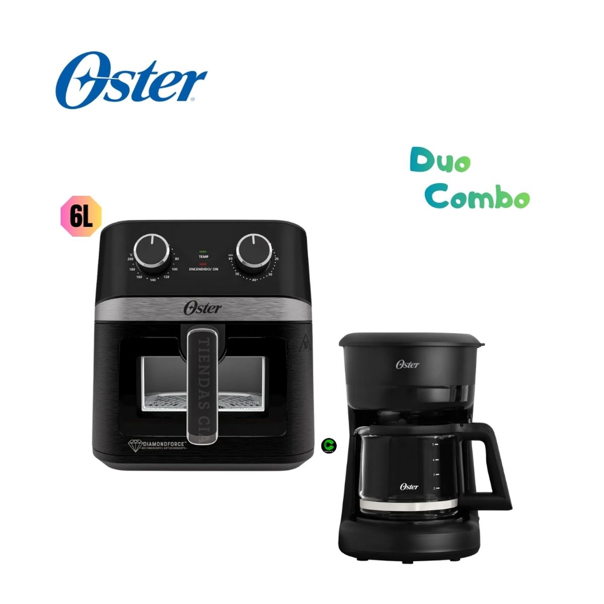 OSTER - Combo Oster Freidora de Aire CKSTAF60WMDF y Cafetera 5 Tazas