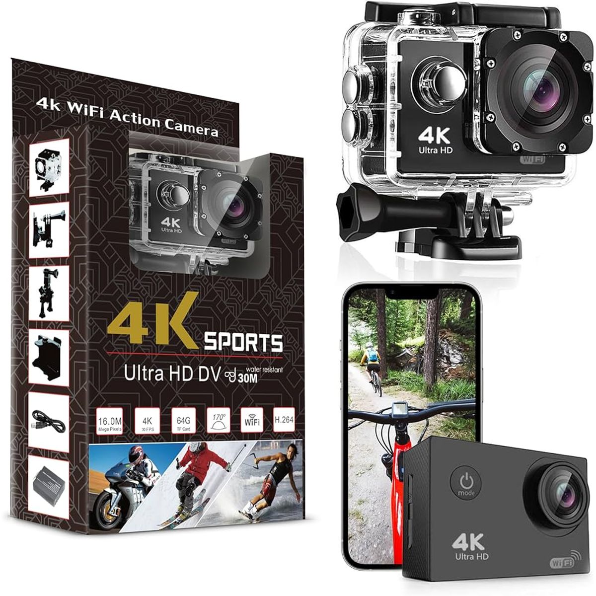 CAMARA GO PRO ULTRA HD 4K Wifi Deportiva Acuatico GENERICO | Falabella Perú