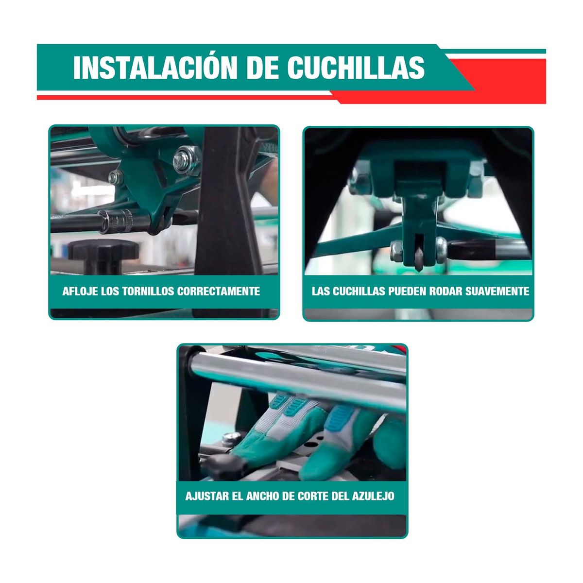 TOTAL TOOLS - Combo Cortadora 60cm Mayólica + 3 Ventosas Succión Total