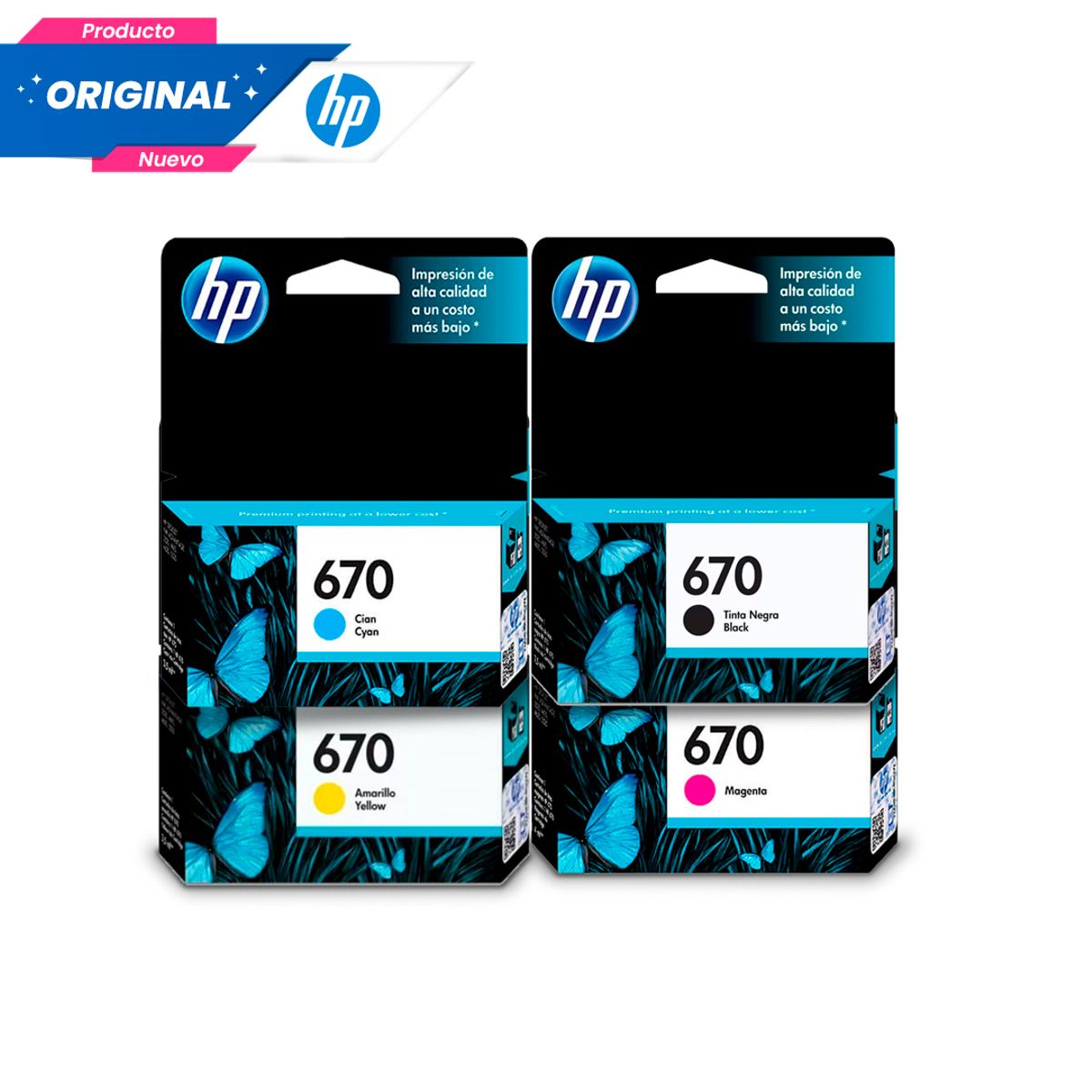 EPSON - Kit Tinta HP 670 Original Negro Cian Magenta Amarillo