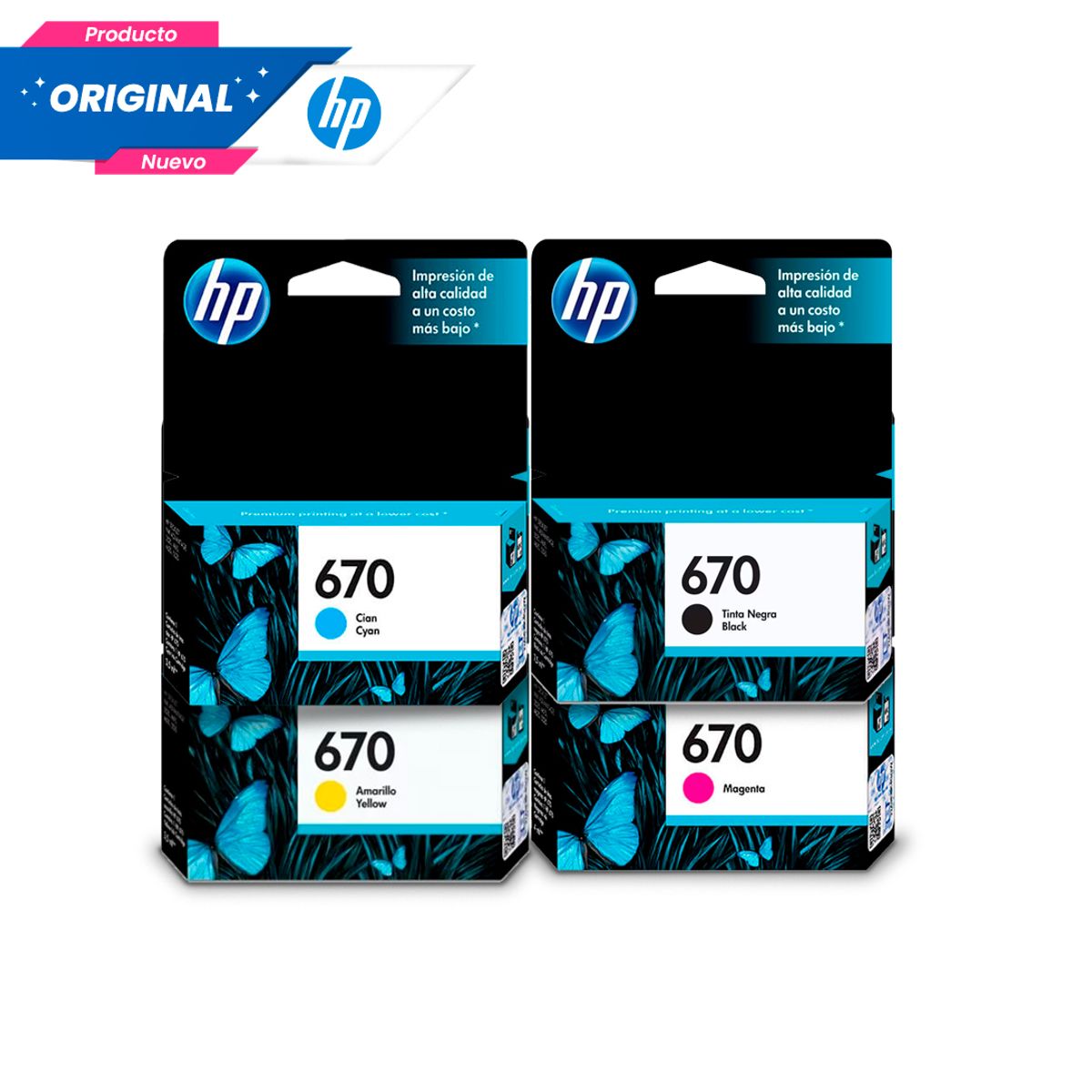 EPSON - Kit Tinta HP 670 Original Negro Cian Magenta Amarillo