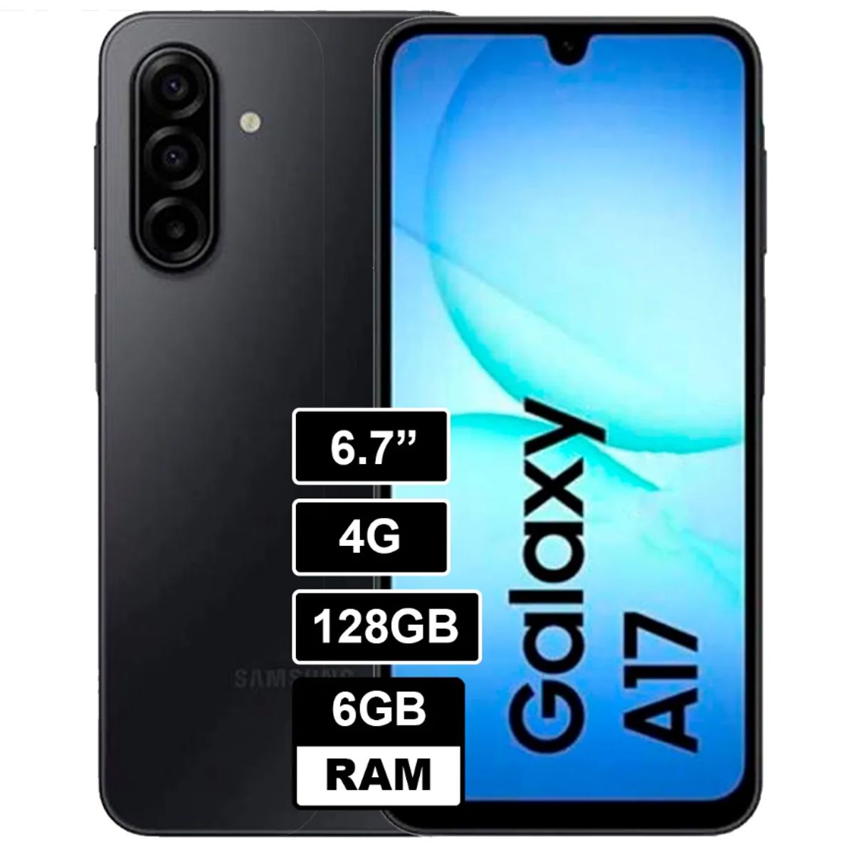 SAMSUNG - Galaxy A17 con IA, 128 GB, 6 GB de RAM, cámara de 50 MP, pantalla 6.7, Negro