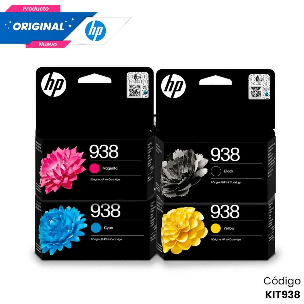 HP - Kit Tinta HP 938 Original Negro Cian Magenta Amarillo