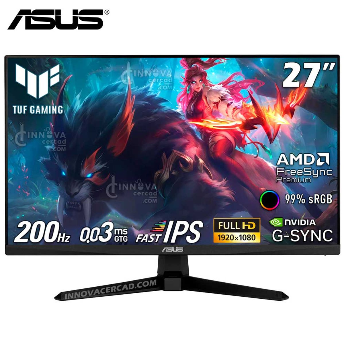 ASUS - Monitor Asus Tuf Gaming Vg279q5a 27 Full HD Fast IPS 200HZ, 0.3MS G-SYNC