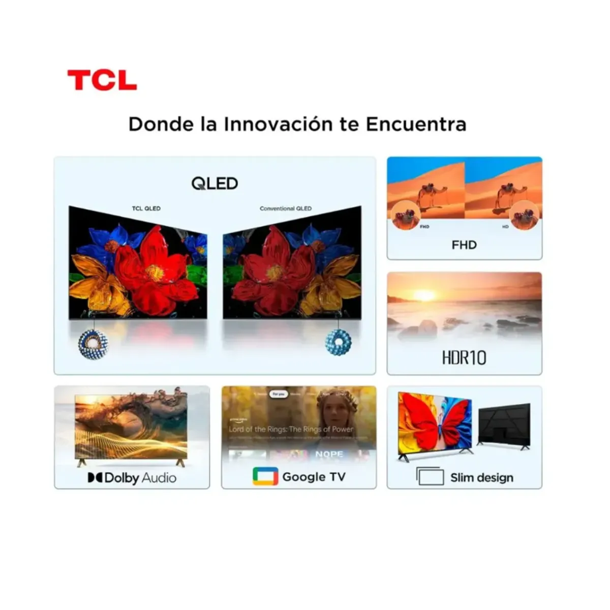 TCL - Televisor TCL QLED 32 FHD Google Tv 32S5K